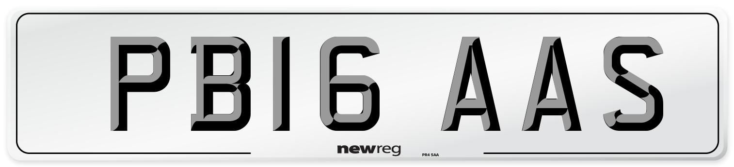 PB16 AAS Number Plate from New Reg
